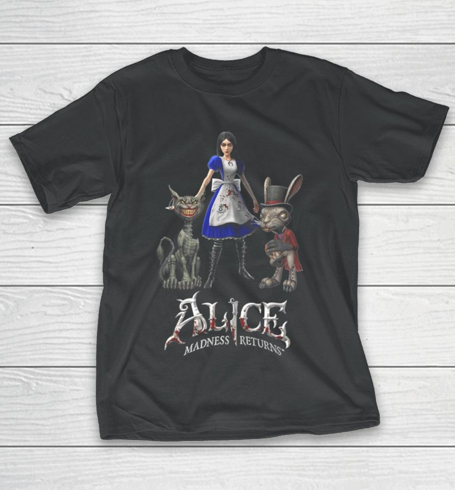 Alice Madness Returns Alice Liddell Cheshire Cat White Rabbit T-Shirt
