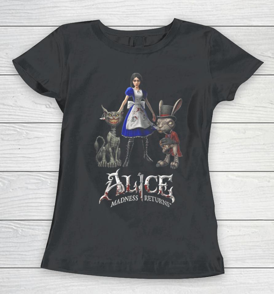 Alice Madness Returns Alice Liddell Cheshire Cat White Rabbit Women T-Shirt