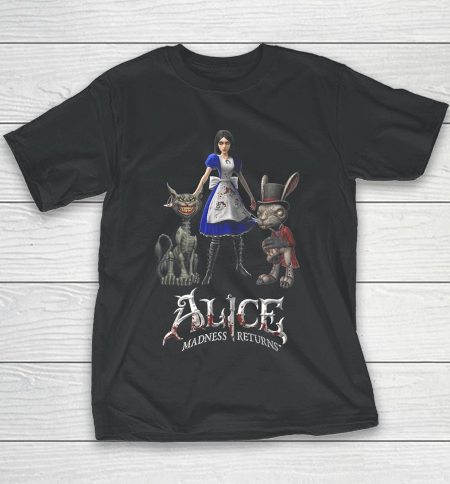 Alice Madness Returns Alice Liddell Cheshire Cat White Rabbit Youth T-Shirt
