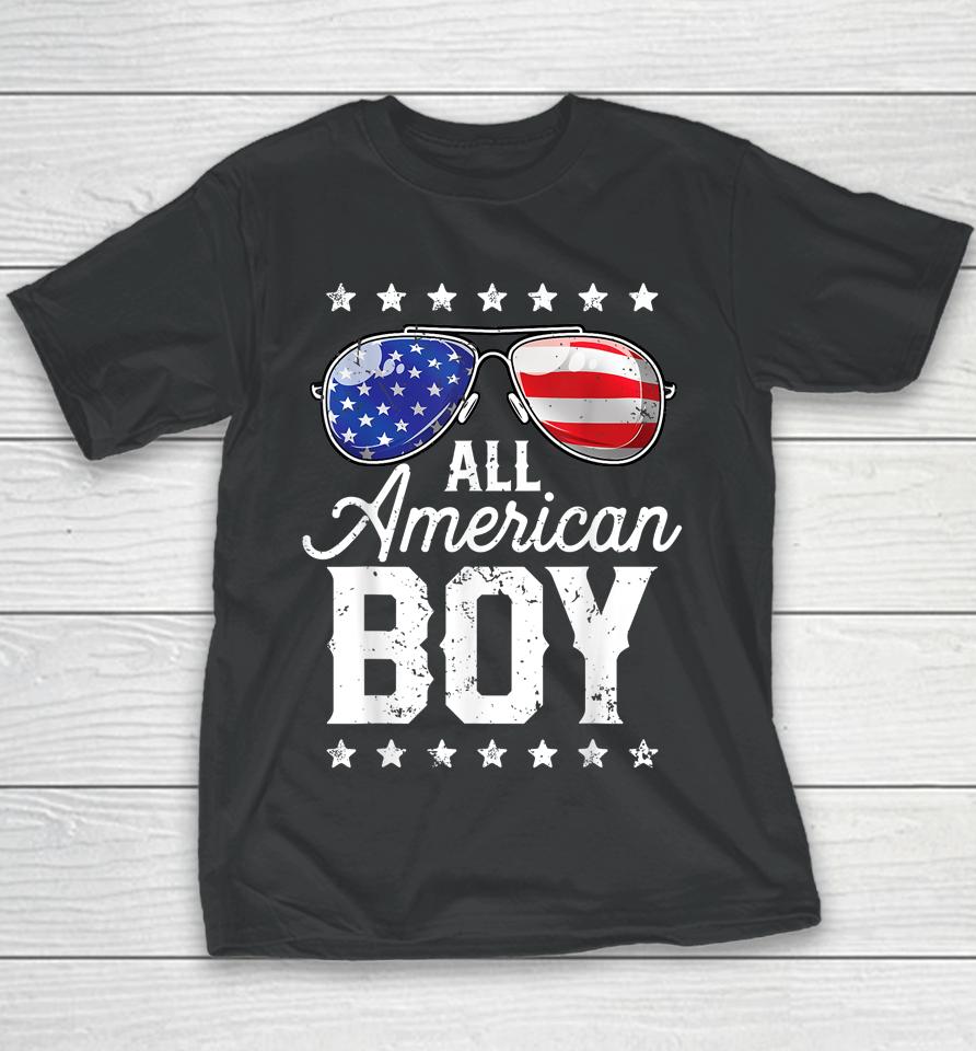 All American Boy 4Th Of July Boys Kids Sunglasses Family Youth T-Shirt