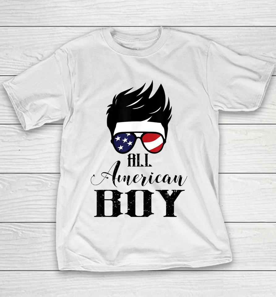 All American Boy 4Th Of July Boys Kids Sunglasses Usa Flag Youth T-Shirt