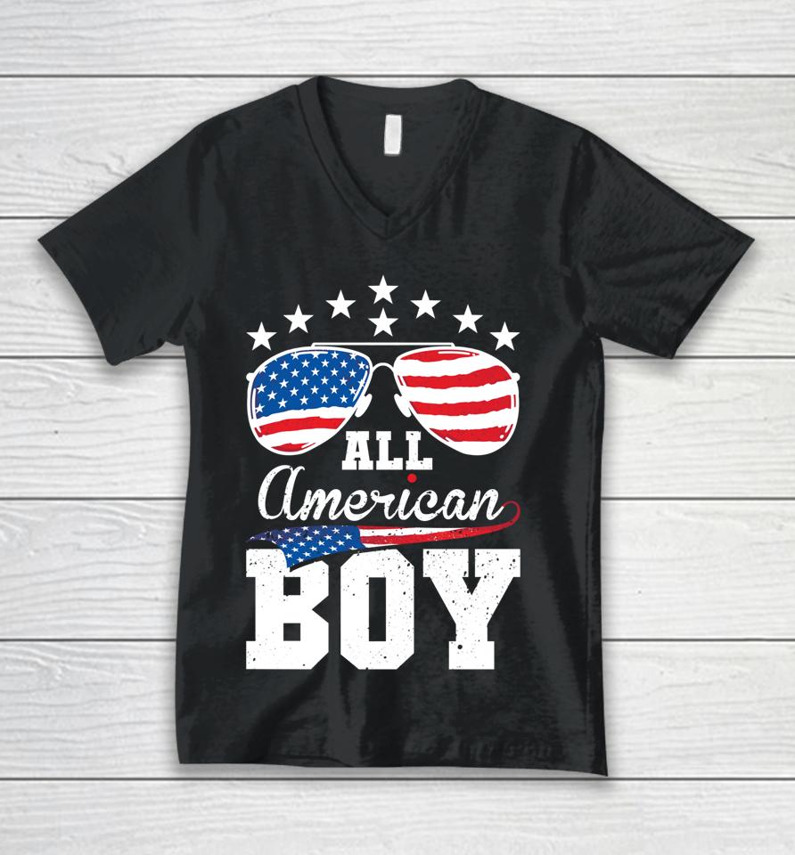 All American Boy 4Th Of July Matching Family Unisex V-Neck T-Shirt