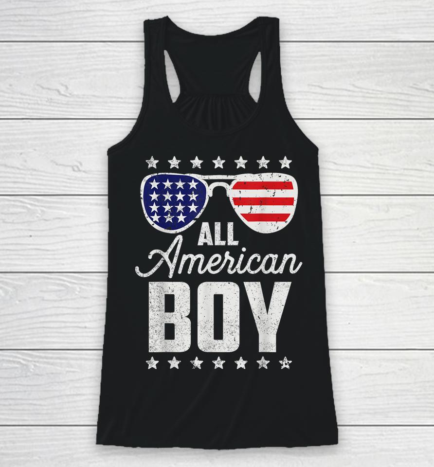 All American Boy 4Th Of July Sunglasses Usa Flag Racerback Tank