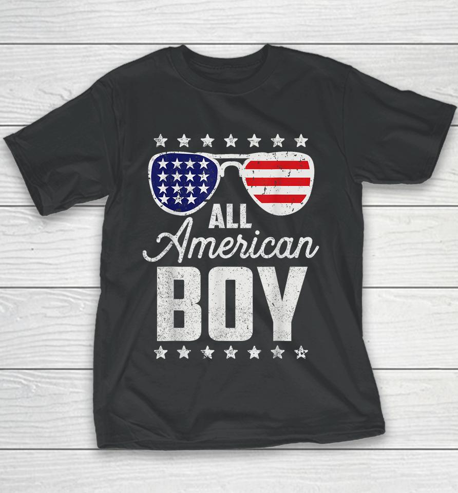 All American Boy 4Th Of July Sunglasses Usa Flag Youth T-Shirt