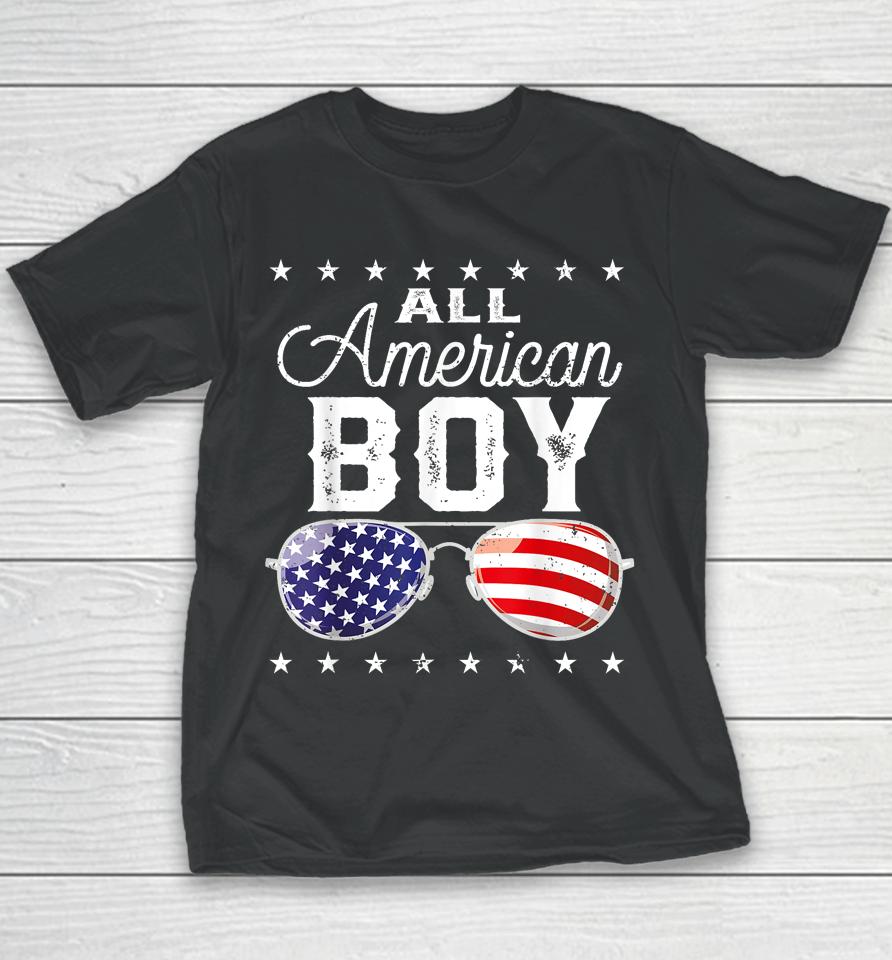 All American Boy 4Th Of July Usa Sunglasses Family Matching Youth T-Shirt