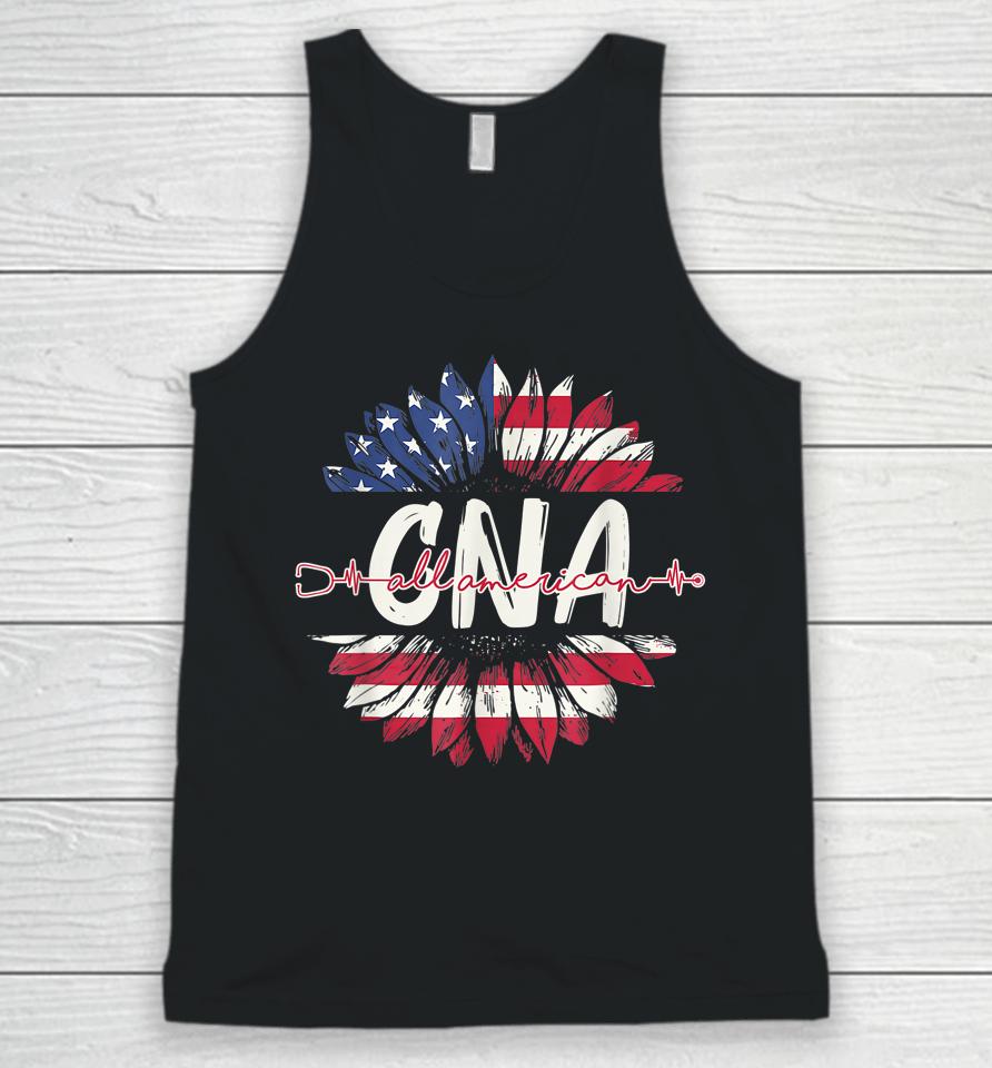All American Cna Life American Flag Sunflower 4Th Of July Unisex Tank Top