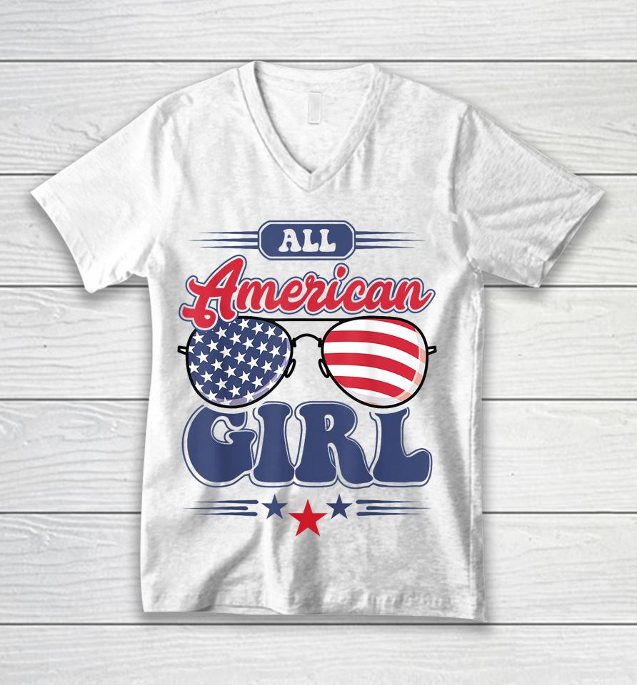All American Girl 4Th Of July Family Matching Unisex V-Neck T-Shirt