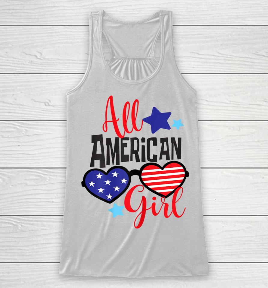 All American Girl Patriotic July 4Th Racerback Tank