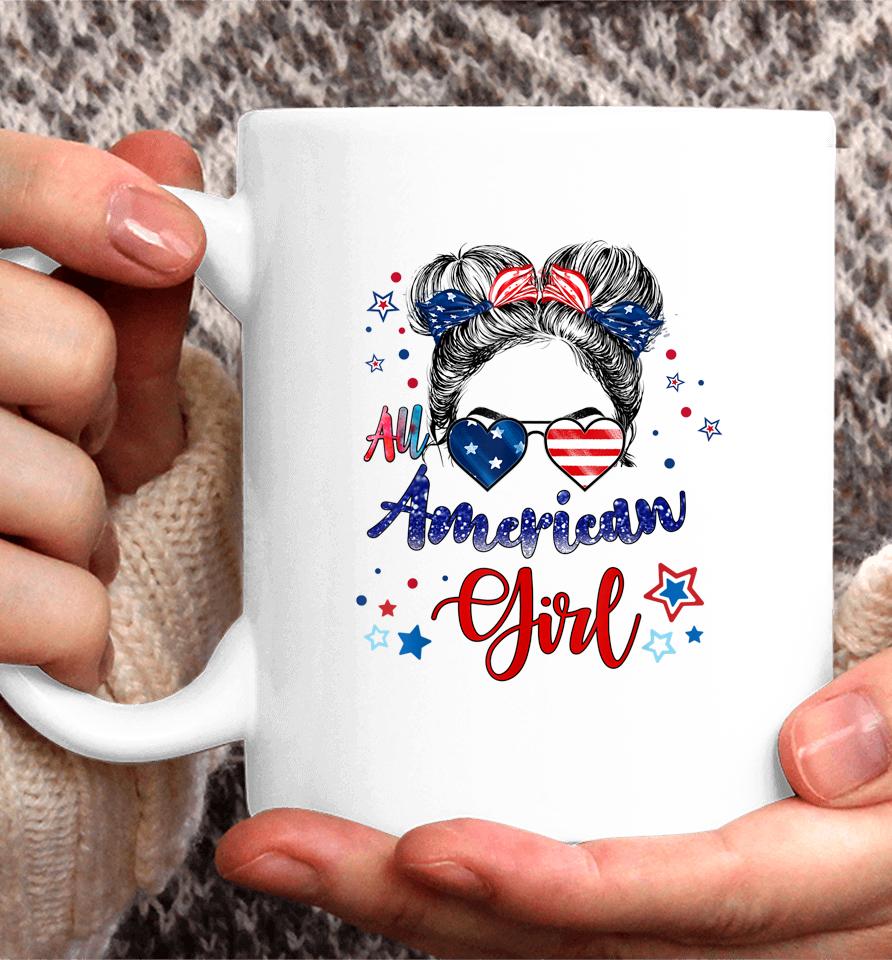 All American Girls 4Th Of July Funny Daughter Messy Bun Coffee Mug
