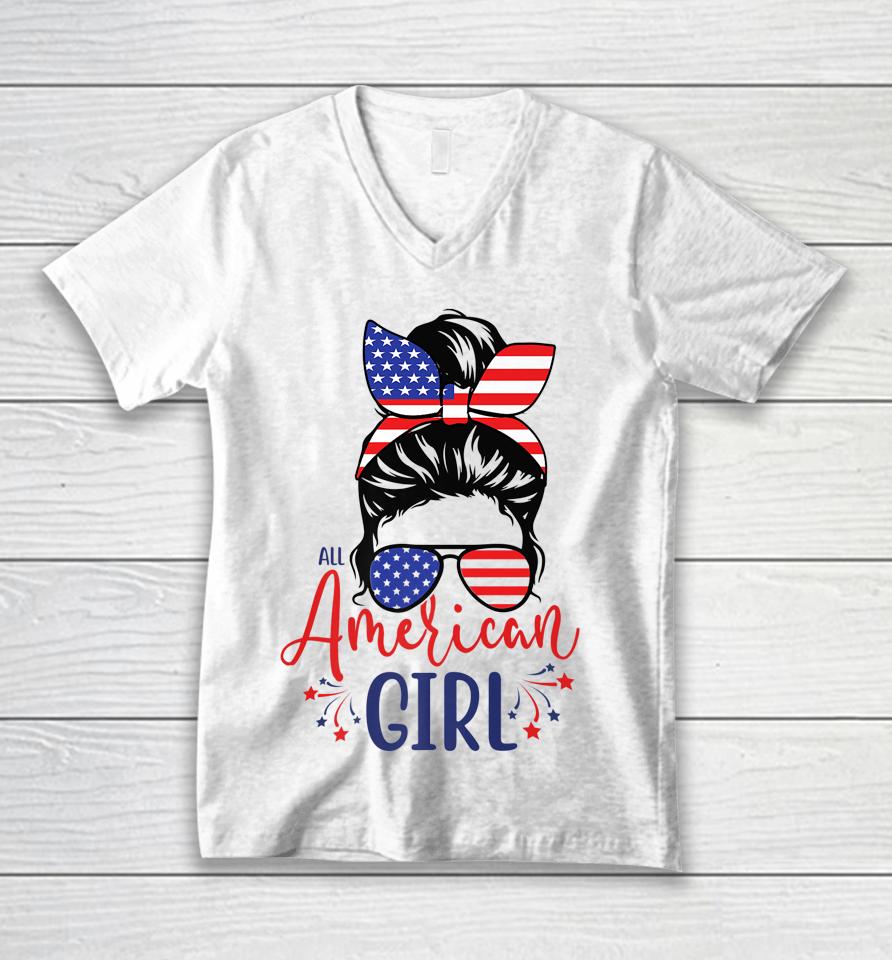 All American Girls Funny 4Th Of July Unisex V-Neck T-Shirt