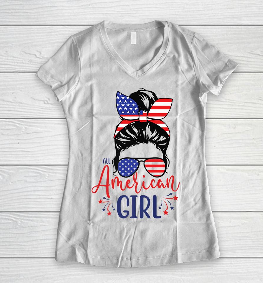 All American Girls Funny 4Th Of July Women V-Neck T-Shirt