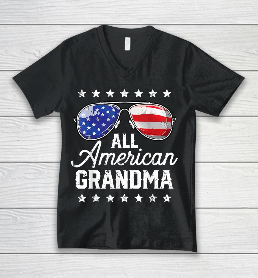 All American Grandma 4Th Of July Family Matching Sunglasses Unisex V-Neck T-Shirt