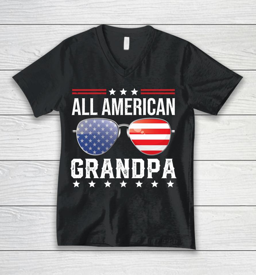All American Grandpa Matching Family Fourth 4Th Of July Unisex V-Neck T-Shirt