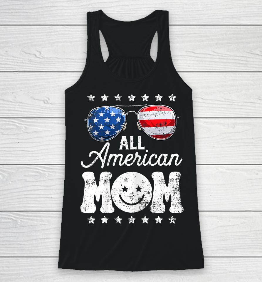 All American Mom 4Th Of July T Shirt Mother's Day Mama Mommy Racerback Tank