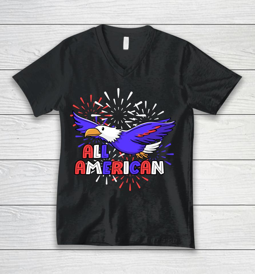 All American Patriotic 4Th Of July Eagle Fireworks Unisex V-Neck T-Shirt