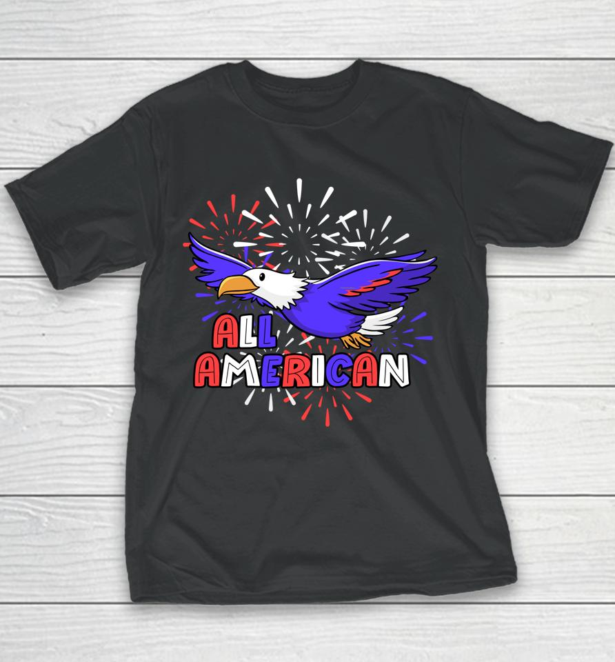 All American Patriotic 4Th Of July Eagle Fireworks Youth T-Shirt
