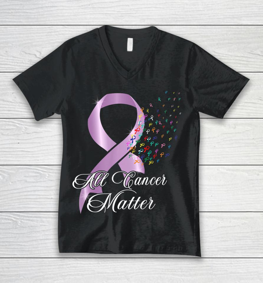 All Cancer Matter Awareness World Cancer Day Ribbon Unisex V-Neck T-Shirt