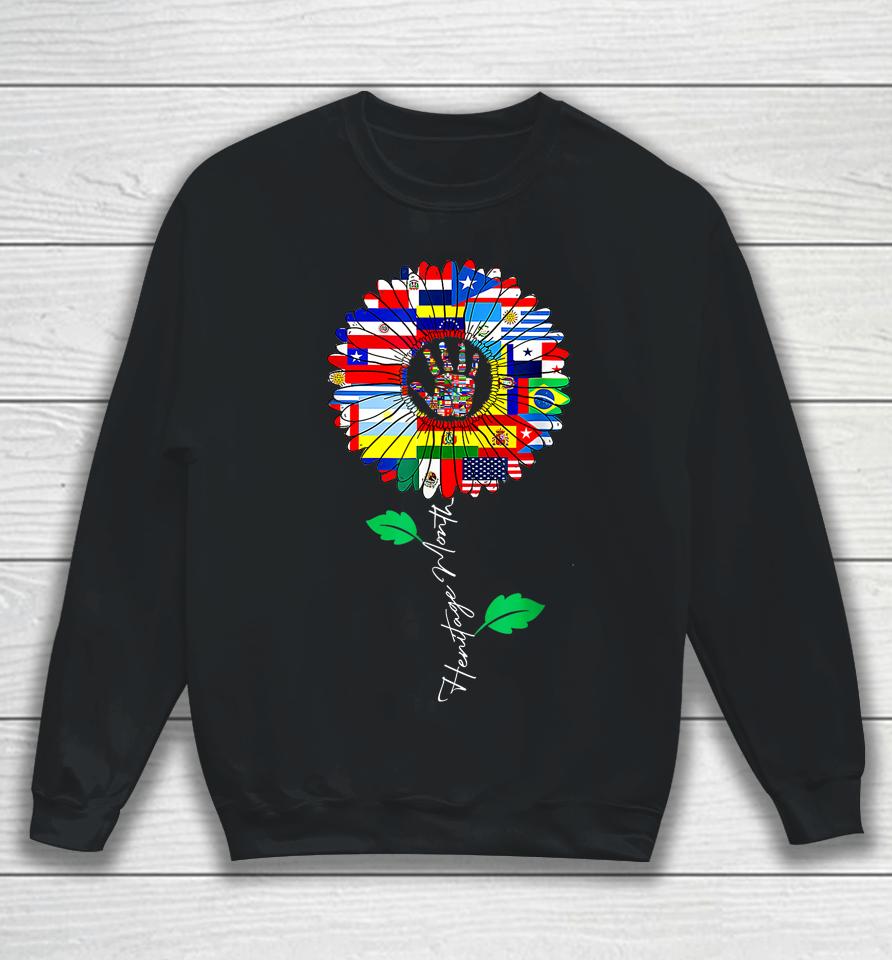 All Countries Flags Sunflower Hispanic Heritage Month Latino Sweatshirt