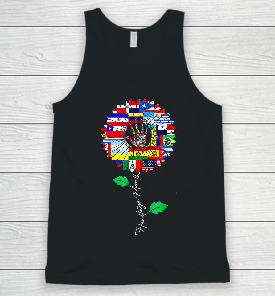 All Countries Flags Sunflower Hispanic Heritage Month Latino Unisex Tank Top