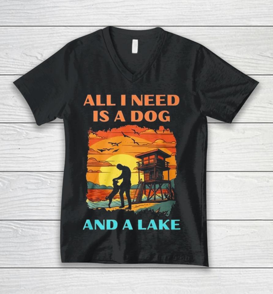 All I Need Is A Dog And A Lake Vintage Unisex V-Neck T-Shirt