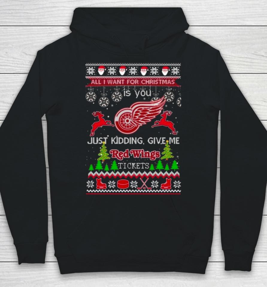 All I Want For Christmas Is You Detroit Red Wings Ice Hockey Ugly Christmas 2023 Hoodie