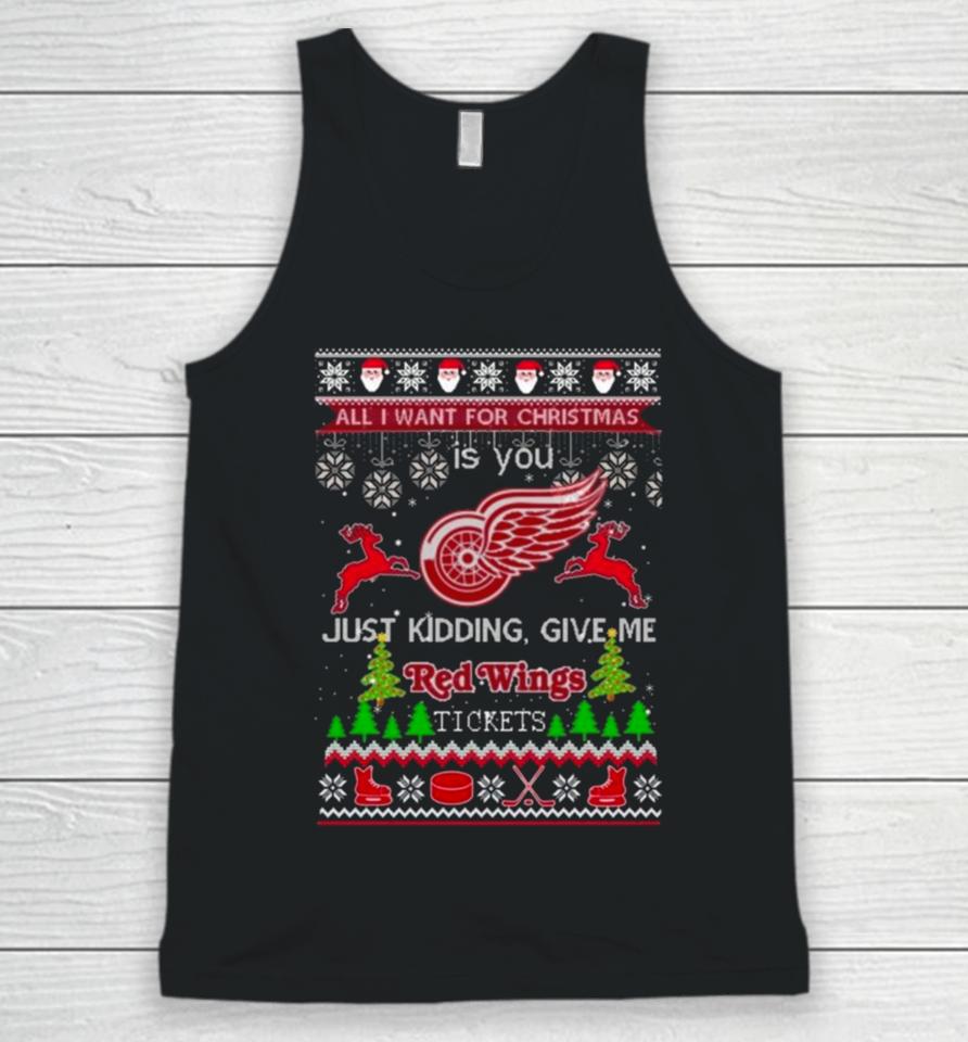 All I Want For Christmas Is You Detroit Red Wings Ice Hockey Ugly Christmas 2023 Unisex Tank Top