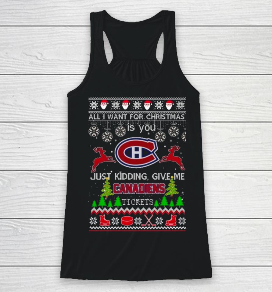 All I Want For Christmas Is You Montreal Canadiens Ice Hockey Ugly Christmas 2023 Racerback Tank