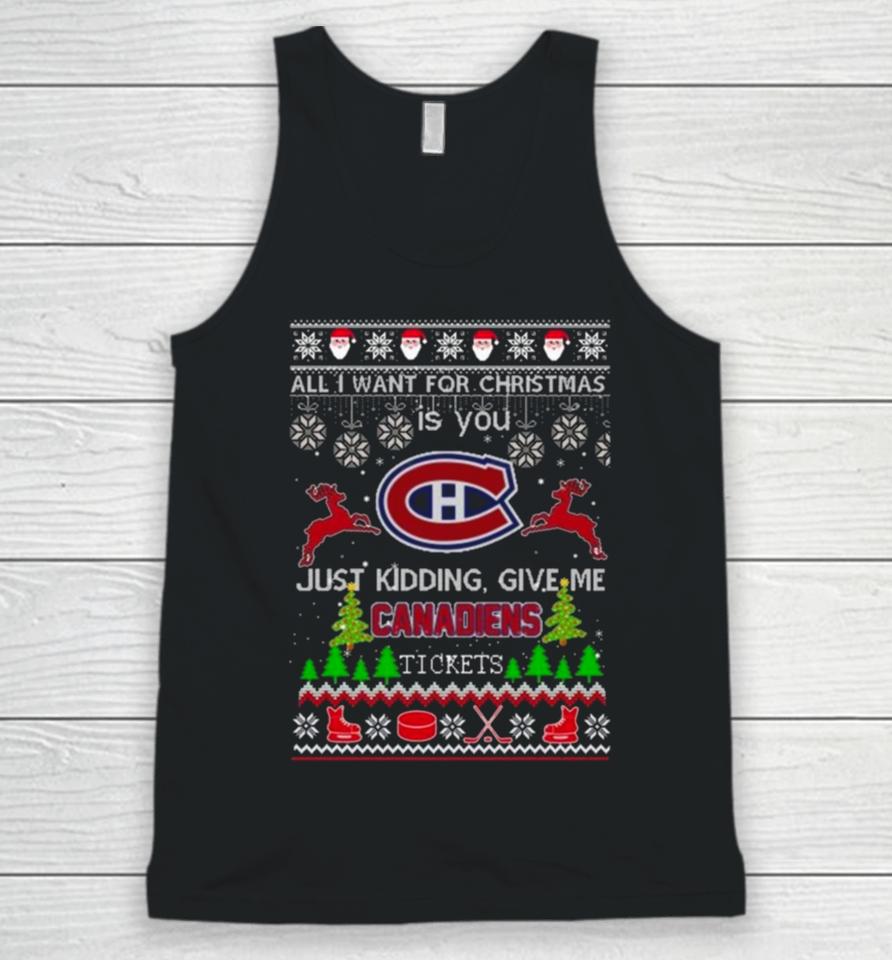 All I Want For Christmas Is You Montreal Canadiens Ice Hockey Ugly Christmas 2023 Unisex Tank Top
