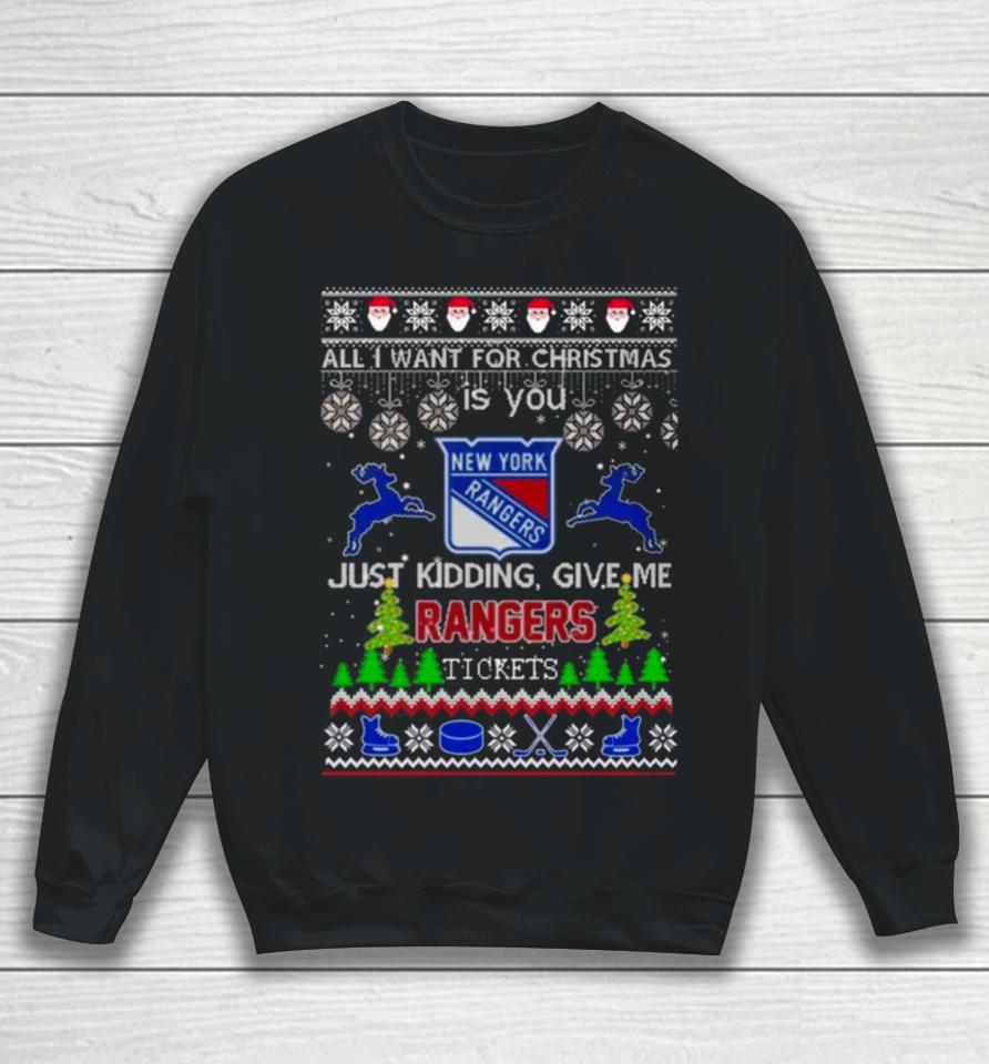 All I Want For Christmas Is You New York Rangers Ice Hockey Ugly Christmas 2023 Sweatshirt