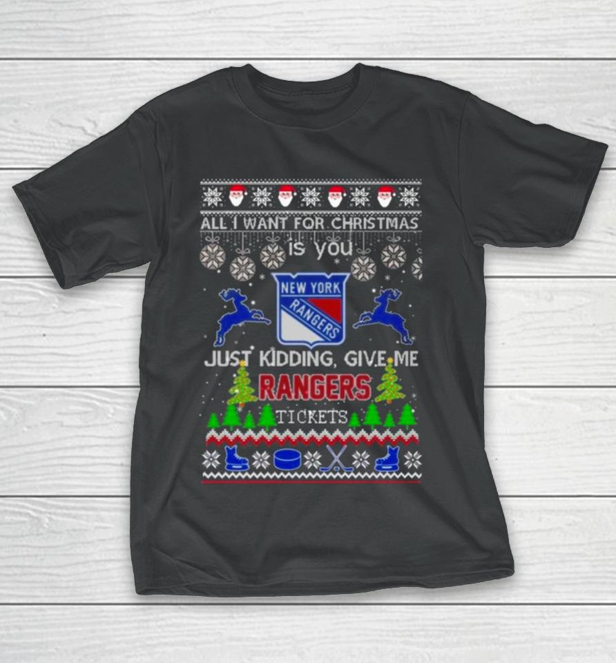 All I Want For Christmas Is You New York Rangers Ice Hockey Ugly Christmas 2023 T-Shirt