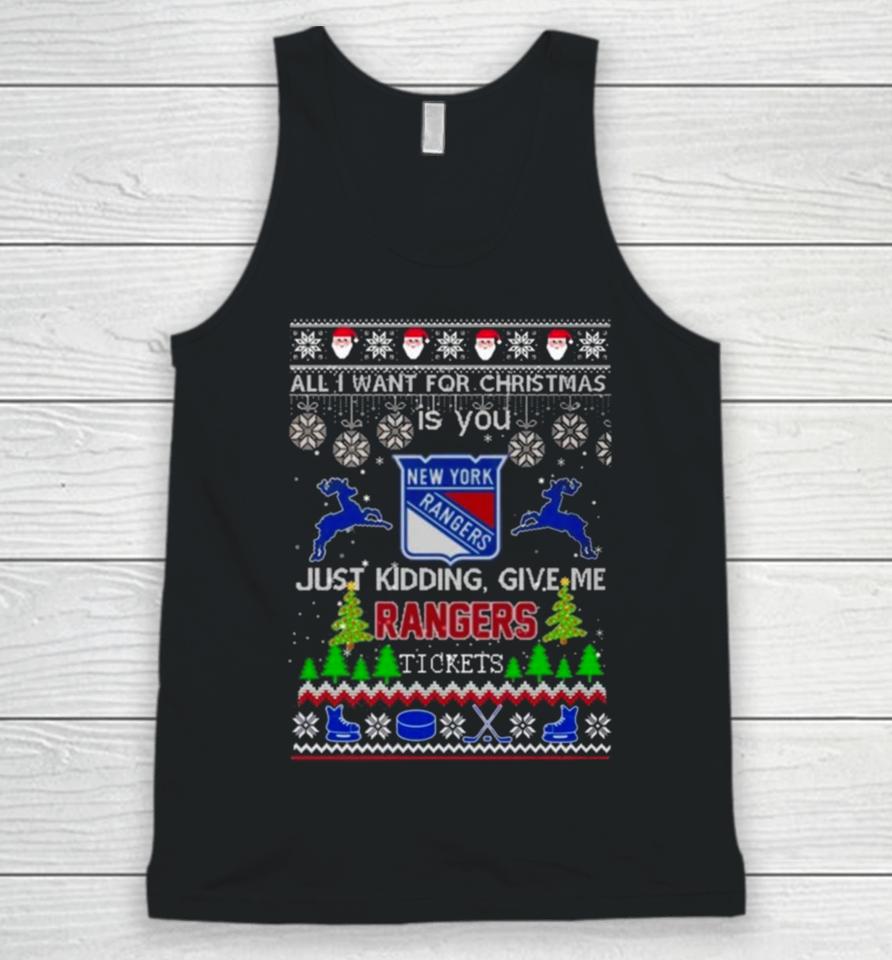 All I Want For Christmas Is You New York Rangers Ice Hockey Ugly Christmas 2023 Unisex Tank Top
