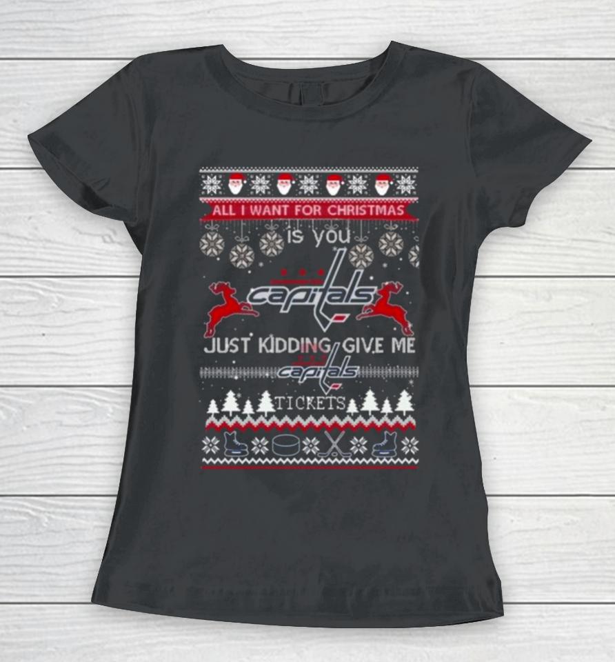All I Want For Christmas Is You Washington Capitals Ice Hockey Ugly Christmas 2023 Women T-Shirt