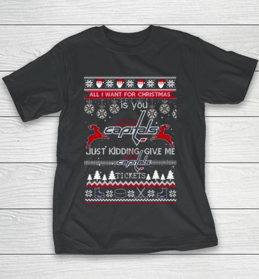 All I Want For Christmas Is You Washington Capitals Ice Hockey Ugly Christmas 2023 Youth T-Shirt