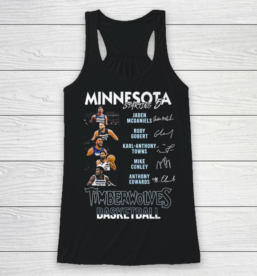 All Stars Minnesota Timberwolves Starting 5 Basketball Signatures Racerback Tank