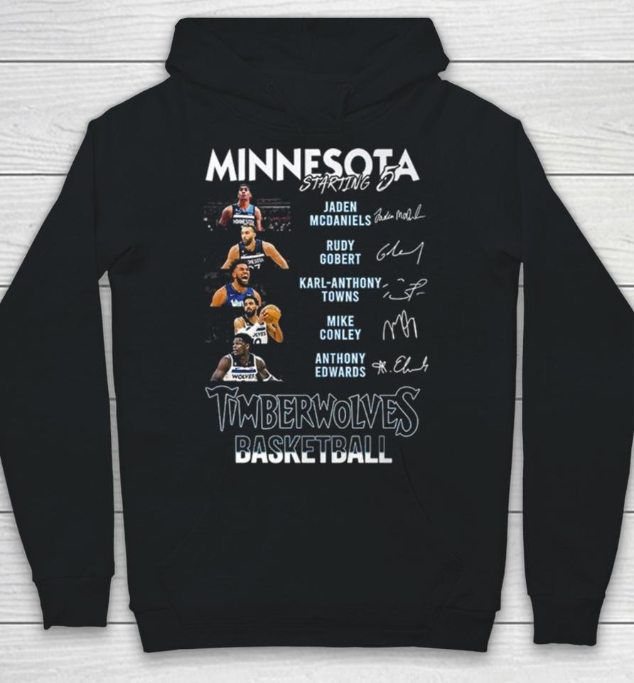 All Stars Minnesota Timberwolves Starting 5 Basketball Signatures Hoodie