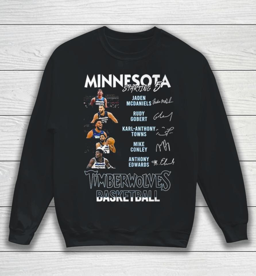All Stars Minnesota Timberwolves Starting 5 Basketball Signatures Sweatshirt