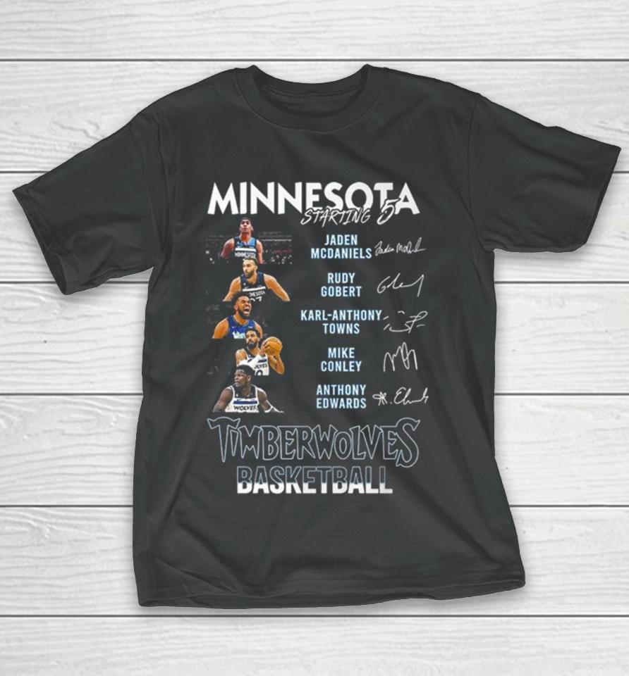 All Stars Minnesota Timberwolves Starting 5 Basketball Signatures T-Shirt