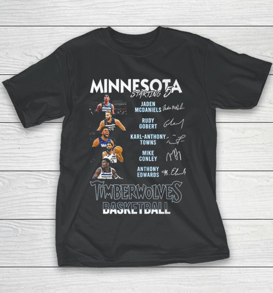 All Stars Minnesota Timberwolves Starting 5 Basketball Signatures Youth T-Shirt