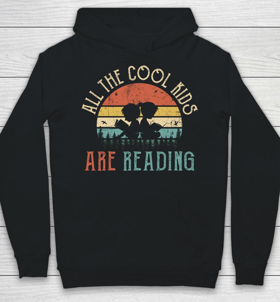 All The Cool Kids Are Reading Book Vintage Reto Sunset Long Sleeve Hoodie