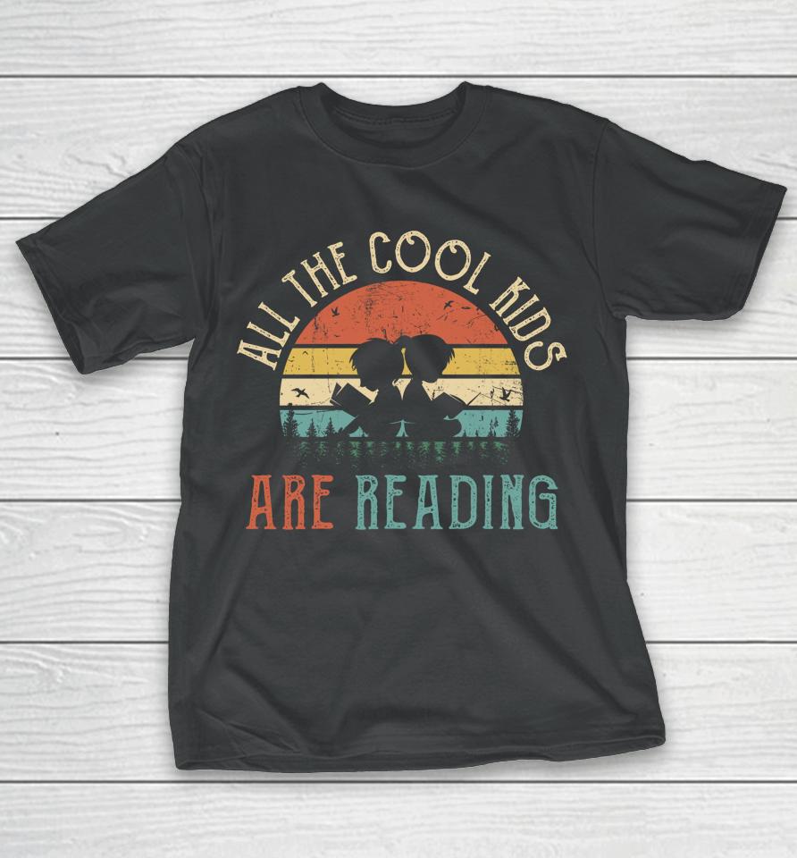 All The Cool Kids Are Reading Book Vintage Reto Sunset Long Sleeve T-Shirt