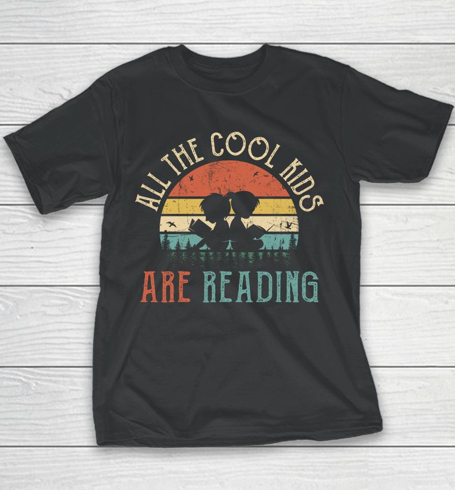 All The Cool Kids Are Reading Book Vintage Reto Sunset Long Sleeve Youth T-Shirt