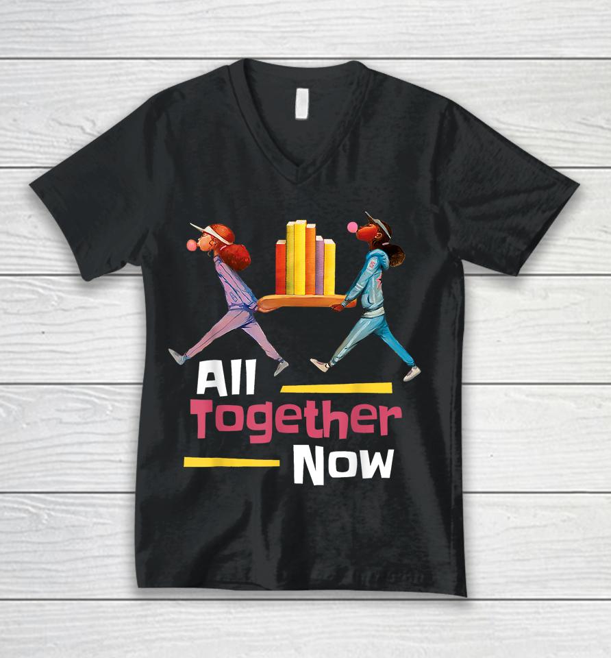 All Together Now Summer Reading Program 2023 Librarian Books Unisex V-Neck T-Shirt