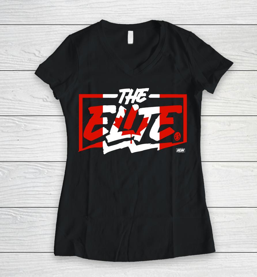 Allelitekyle The Elite Canada Flag Aew Women V-Neck T-Shirt