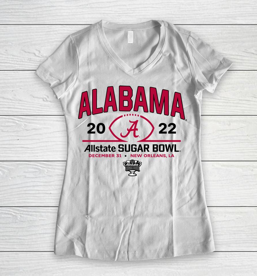 Allstate Sugar Bowl 2022 Alabama Team Ncaa Allstate Sugar Bowl Official Women V-Neck T-Shirt
