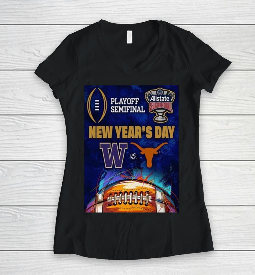 Allstate Sugar Bowl Matchup Is Set For Washington Football Vs Texas Football Women V-Neck T-Shirt