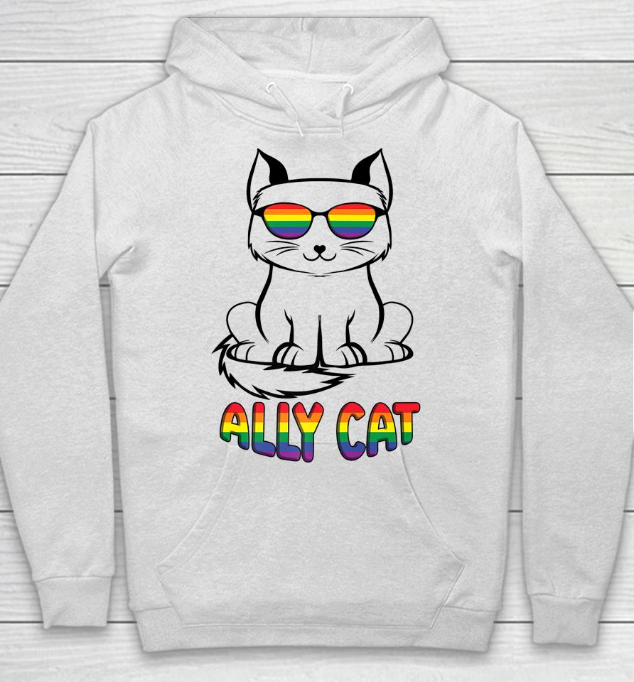 Ally Cat Gay Pride Lgbtq Rainbow Flag Sunglasses Hoodie