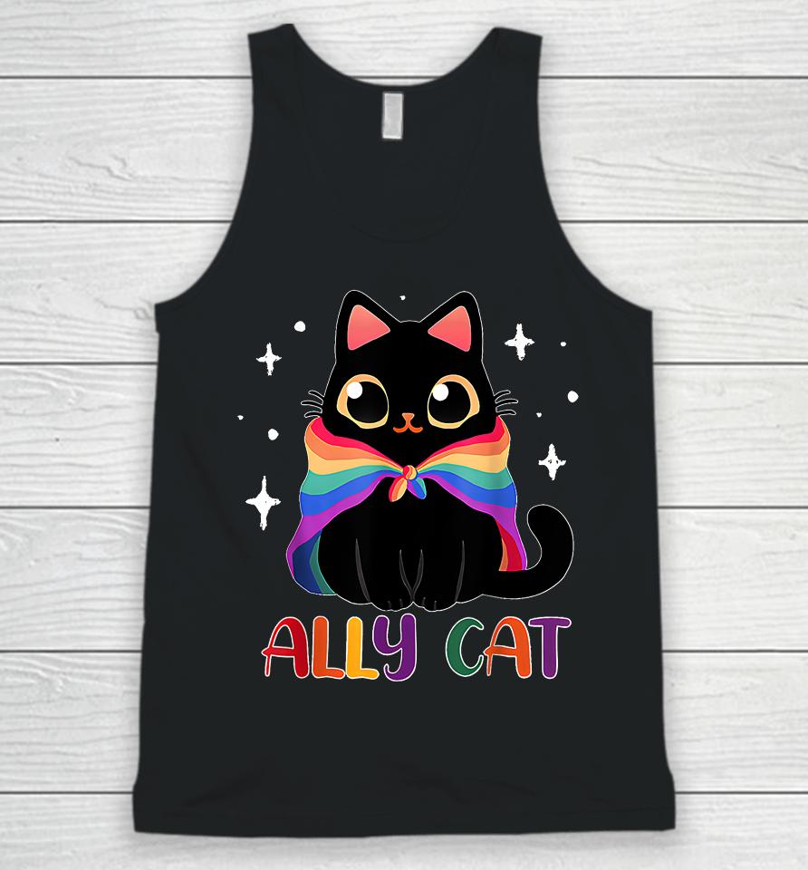 Ally Cat Lgbt Gay Rainbow Pride Flag Funny Cat Lover Unisex Tank Top