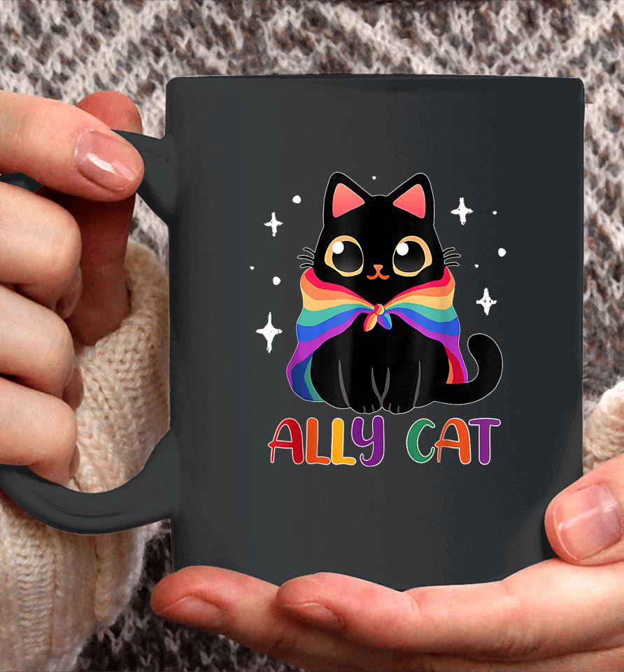 Ally Cat Lgbt Gay Rainbow Pride Flag Funny Cat Lover Coffee Mug