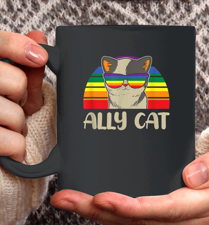 Ally Cat Lgbt Gay Rainbow Pride Flag Coffee Mug
