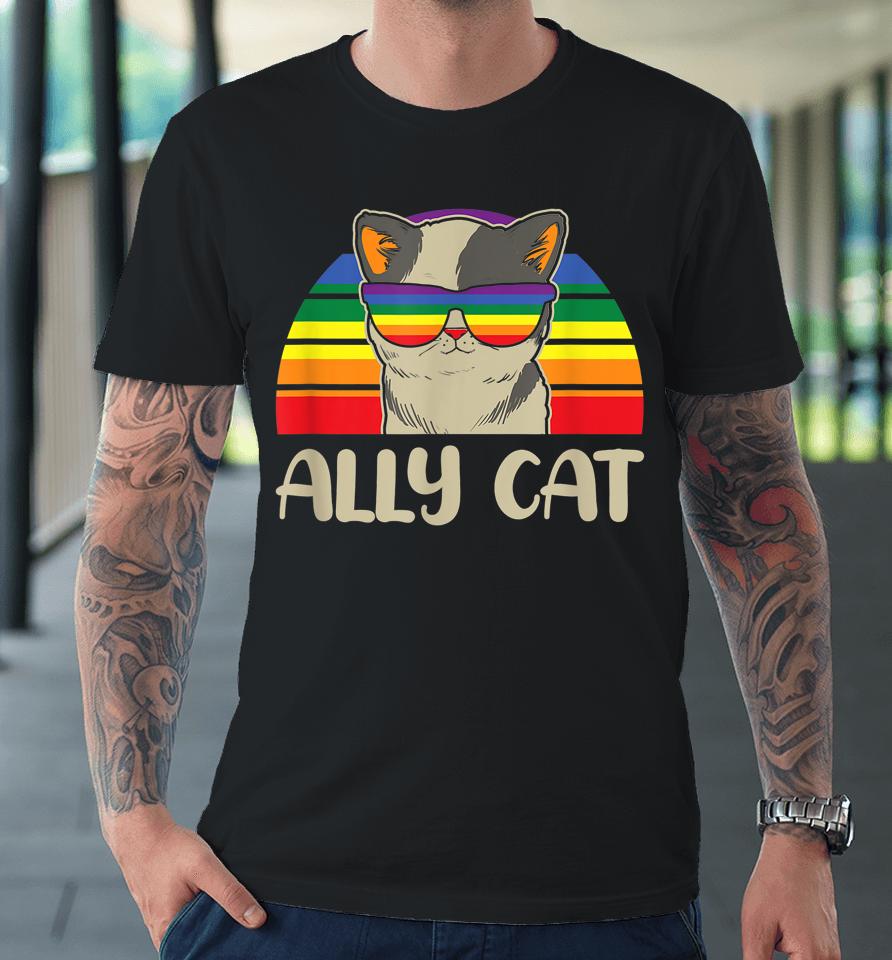 Ally Cat Lgbt Gay Rainbow Pride Flag Premium T-Shirt